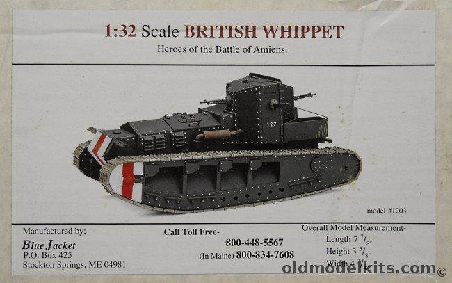 Bluejacket 1/32 British Whippet Tank, 1203 plastic model kit
